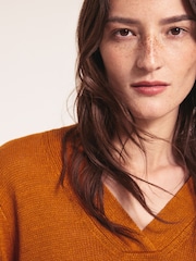 Jigsaw Orange Linen V-Neck Slouchy Jumper - Image 7 of 7