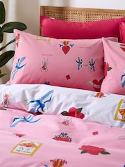 Their Nibs Pink Mon Coeur Cotton Reversible Duvet Cover Set - Image 3 of 5