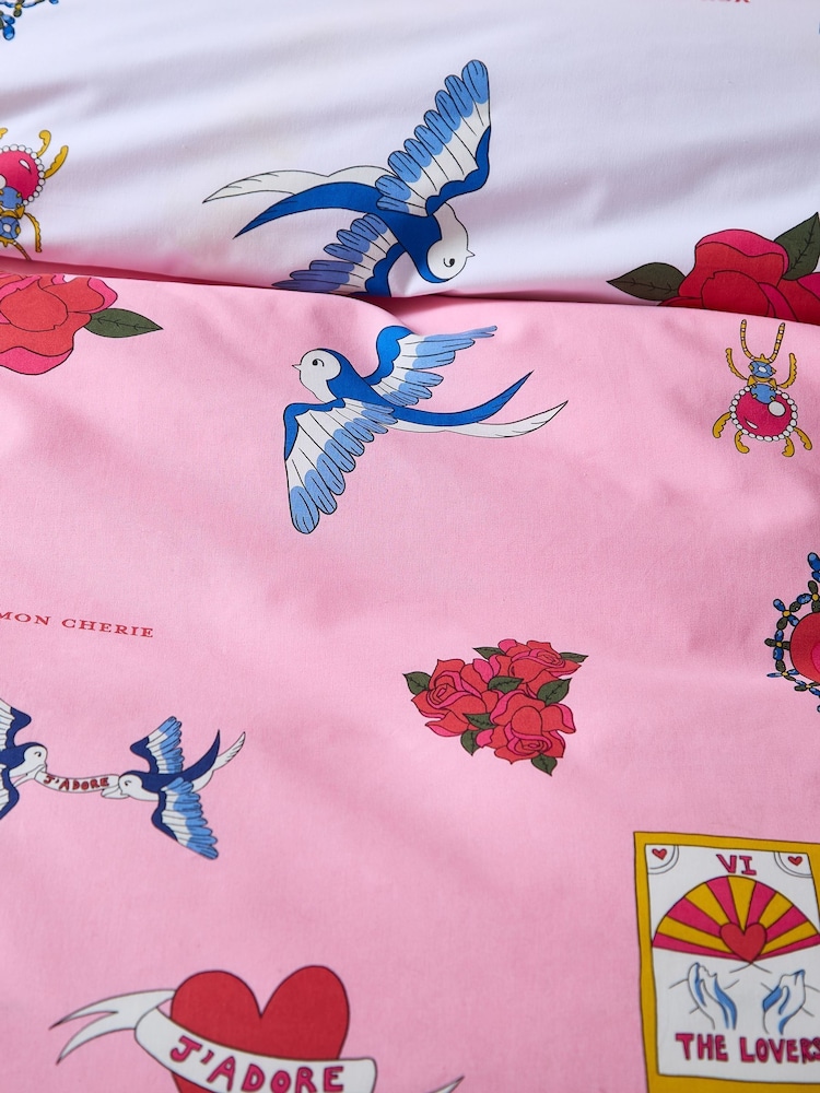 Their Nibs Pink Mon Coeur Cotton Reversible Duvet Cover Set - Image 5 of 5 Their Nibs Pink Mon Coeur Cotton Reversible Duvet Cover Set - Image 5 of 5