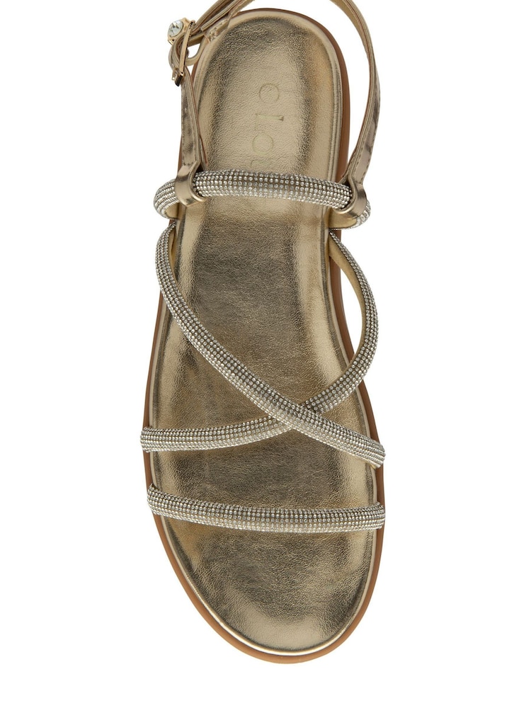 Lotus Gold Diamante Wedge Sandals - Image 4 of 4