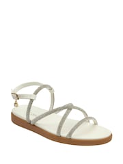 Lotus White Diamante Wedge Sandals - Image 1 of 4