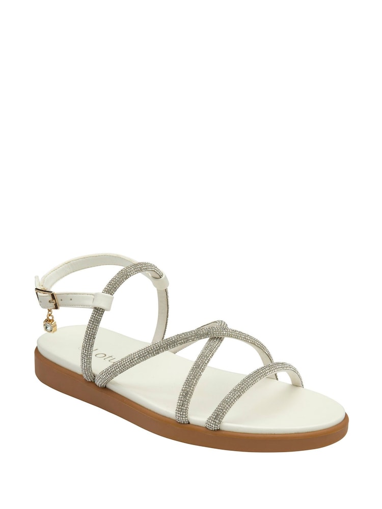 Lotus White Diamante Wedge Sandals - Image 1 of 4