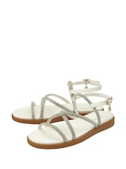 Lotus White Diamante Wedge Sandals - Image 2 of 4