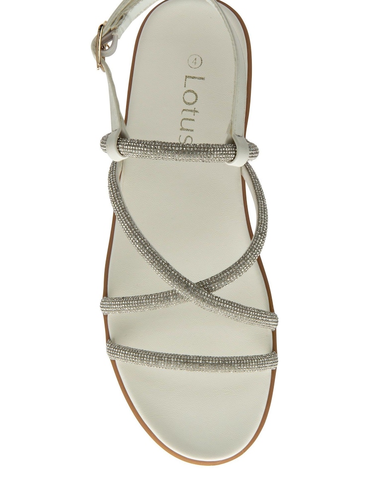 Lotus White Diamante Wedge Sandals - Image 4 of 4