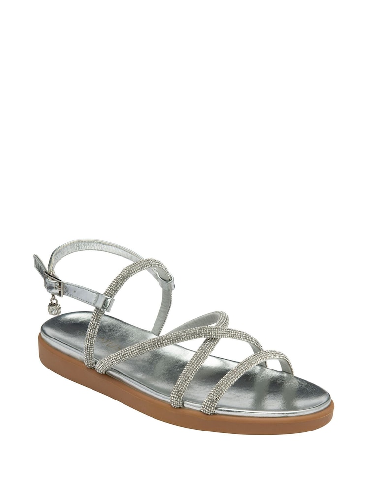 Lotus Silver Diamante Wedge Sandals - Image 1 of 4