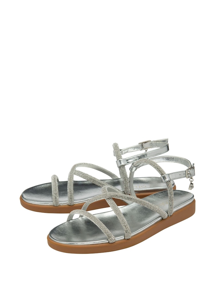 Lotus Silver Diamante Wedge Sandals - Image 2 of 4