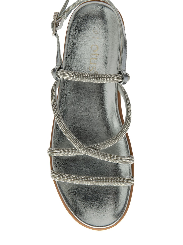 Lotus Silver Diamante Wedge Sandals - Image 4 of 4
