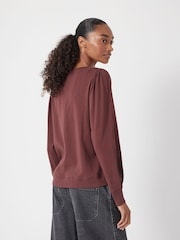 Hush Brown Emily Puff Sleeve Jersey Top - Image 4 of 5