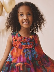 Multi Bright Floral Ruffle Occasion Dress (3-16yrs) - Image 3 of 10