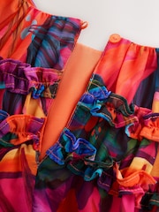 Multi Bright Floral Ruffle Occasion Dress (3-16yrs) - Image 8 of 10