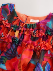 Multi Bright Floral Ruffle Occasion Dress (3-16yrs) - Image 9 of 10
