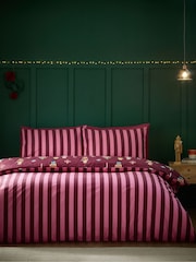 Catherine Lansfield Plum Christmas Nutcracker Stripe Duvet Cover Set - Image 3 of 5