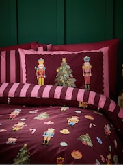Catherine Lansfield Plum Christmas Nutcracker Stripe Duvet Cover Set - Image 4 of 5