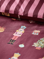 Catherine Lansfield Plum Christmas Nutcracker Stripe Duvet Cover Set - Image 5 of 5