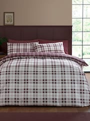 Catherine Lansfield Plum Kelso Check Easy Care Duvet Cover and Pillowcase Set - Image 2 of 5
