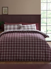 Catherine Lansfield Plum Kelso Check Easy Care Duvet Cover and Pillowcase Set - Image 3 of 5