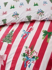 Catherine Lansfield Red Christmas Stripe Reversible Duvet Cover Set - Image 5 of 5