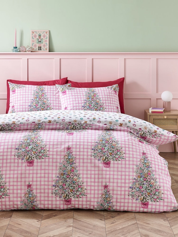 Catherine Lansfield Pink Christmas Sweets and Treats Duvet Cover Set - Image 1 of 4