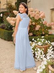 Lipsy Blue Lace Front Pleated Occasion Jumpsuit (5-16yrs) - Image 5 of 5