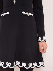 Lipsy Black Bow Tipped Knit Dress (5-16yrs) - Image 2 of 4