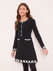 Lipsy Black Bow Tipped Knit Dress (5-16yrs) - Image 4 of 4