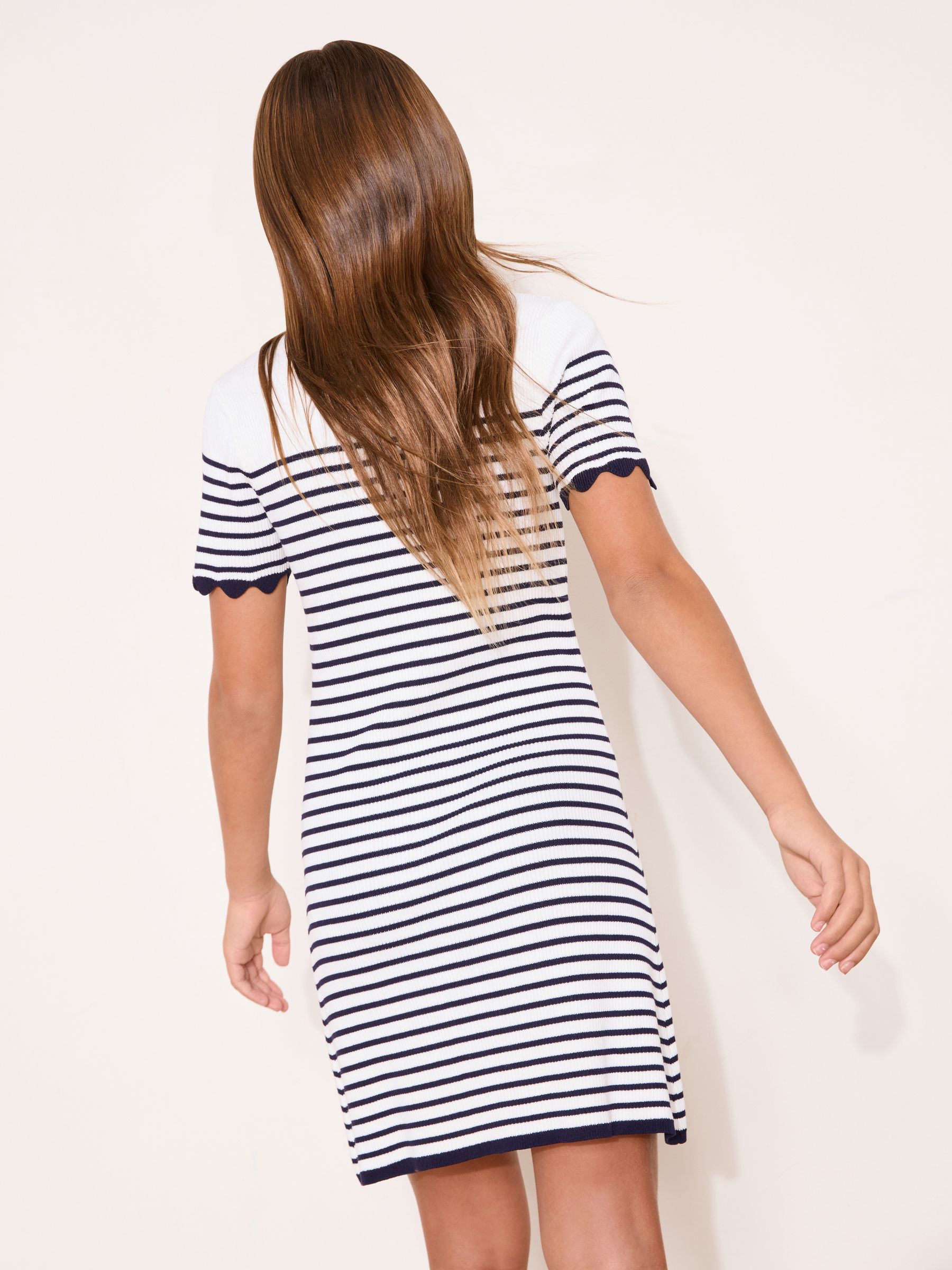 Buy Lipsy White/Navy Blue Short Sleeve Stripe Knit Dress (5-16yrs
