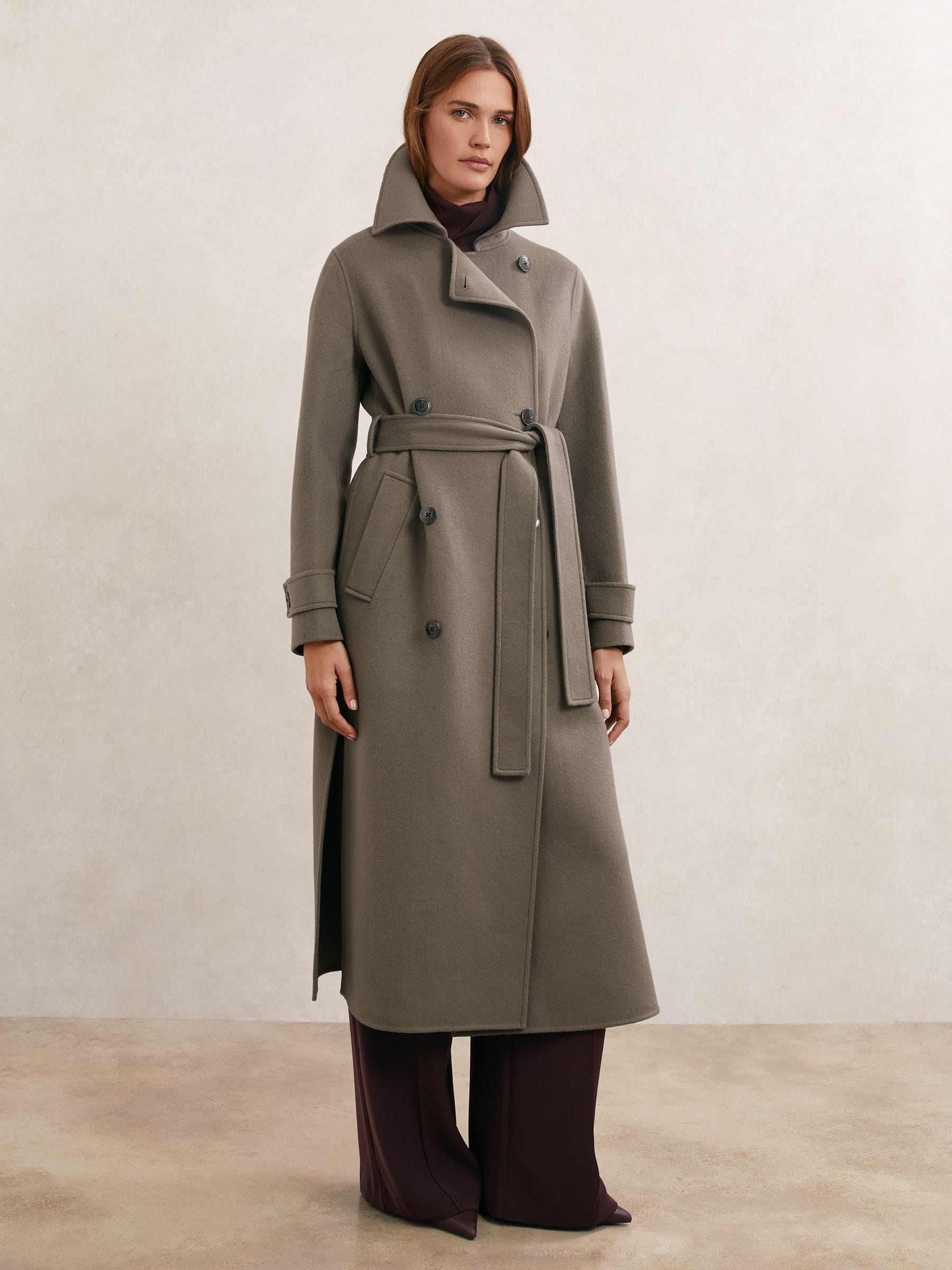 Buy Reiss Mink Luna Petite Wool-Blend Belted Blindseam Coat from