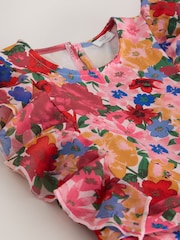 Pink Floral Short Sleeve Pleated Ruffle Jumpsuit (3-16yrs) - Image 7 of 7