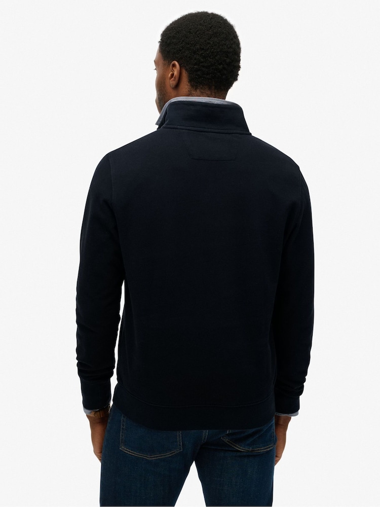 Superdry Blue Classic Essential Half Zip Jumper - Image 2 of 4