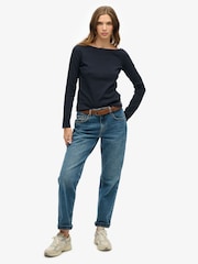 Superdry Blue Bardot Off Shoulder Top - Image 1 of 4