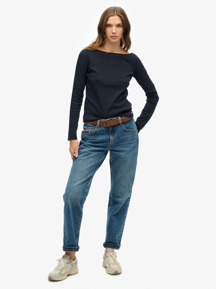 Superdry Blue Bardot Off Shoulder Top - Image 1 of 4
