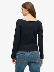 Superdry Blue Bardot Off Shoulder Top - Image 2 of 4