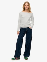 Superdry Grey Bardot Off Shoulder Top - Image 1 of 3