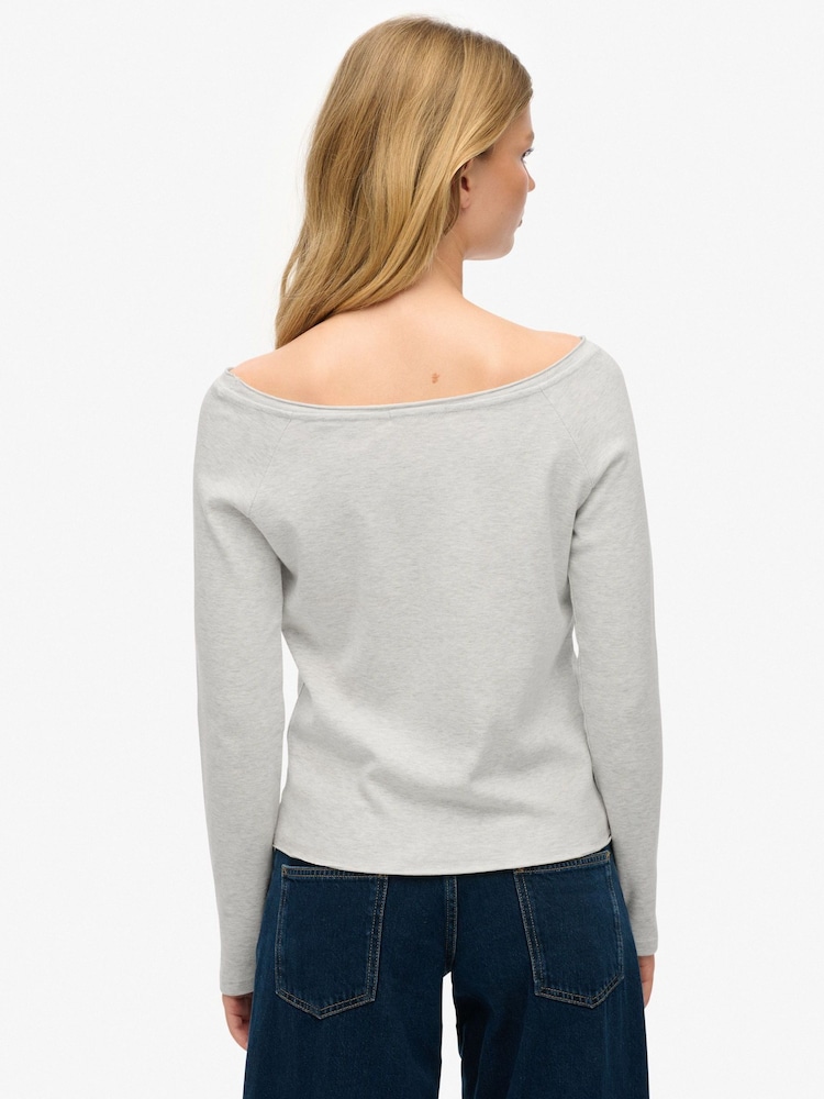 Superdry Grey Bardot Off Shoulder Top - Image 2 of 3