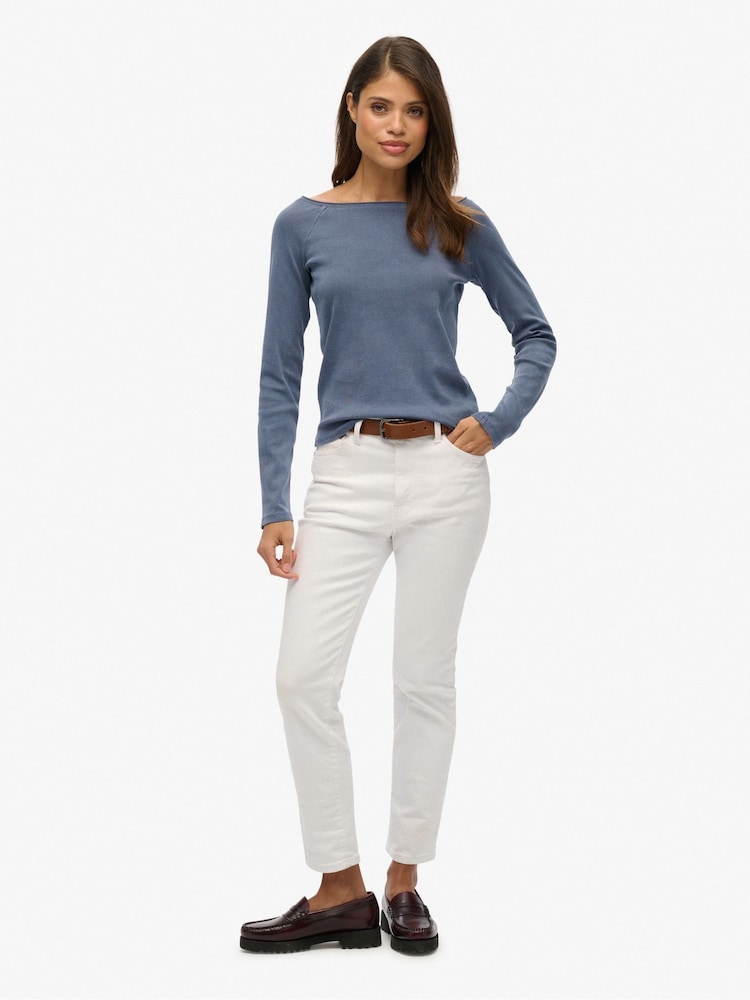 Superdry Blue Bardot Off Shoulder Top - Image 1 of 3
