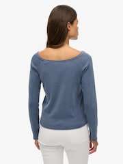 Superdry Blue Bardot Off Shoulder Top - Image 2 of 3