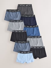 Blue with Double Stripe Waistband Trunks 10 Pack (1.5-16yrs) - Image 1 of 11