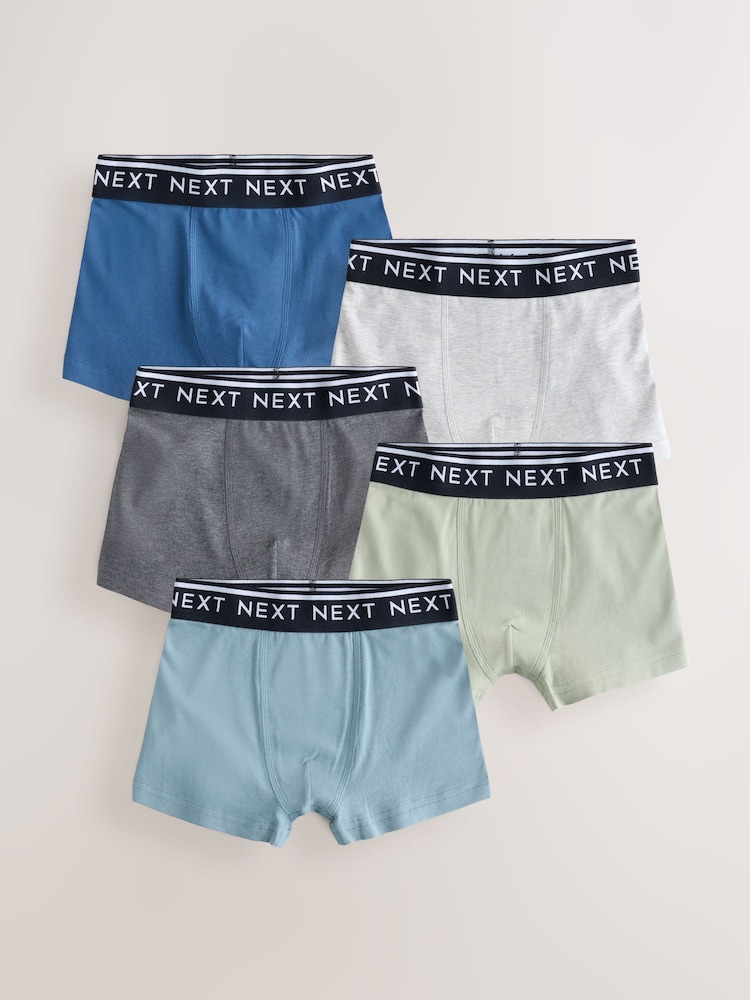 Blue/Green/Grey Trunks 5 Pack (1.5-16yrs) - Image 1 of 9