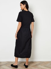 Threadbare Black 2-in-1 Sweat Dress with Poplin Skirt - Image 4 of 5
