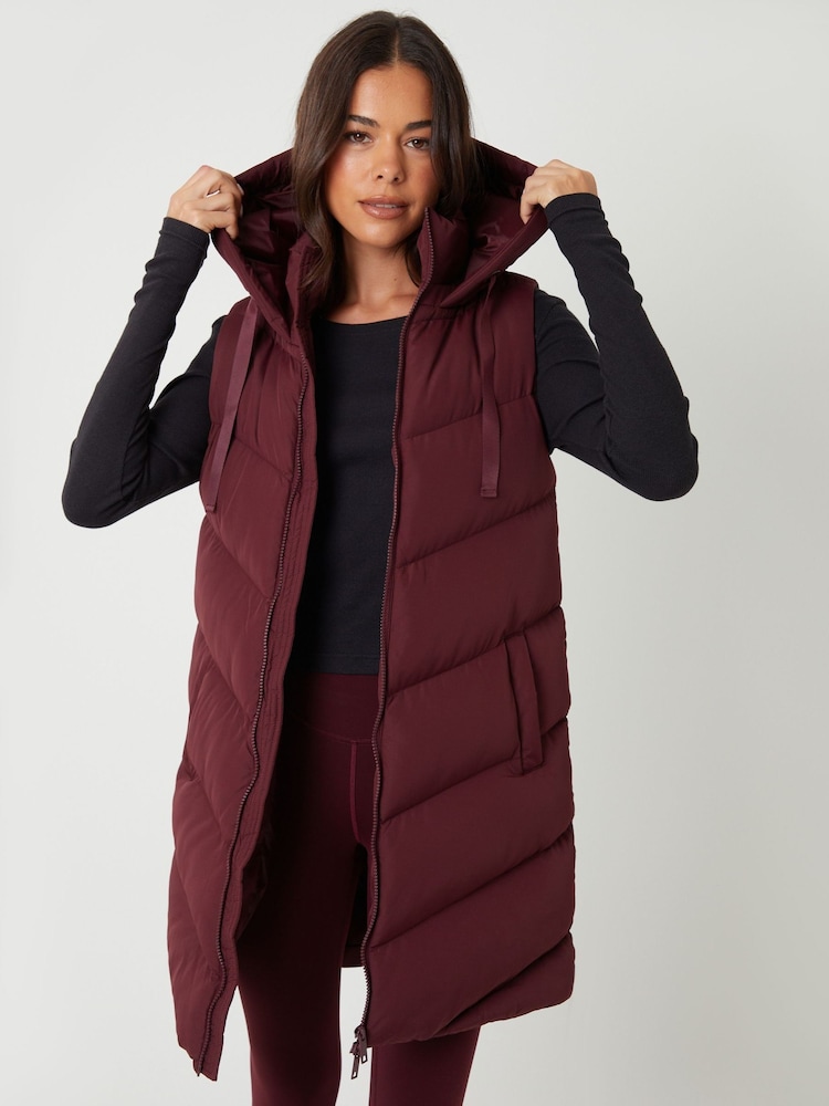 Threadbare Red Longline Padded Gilet - Image 2 of 5 Threadbare Red Longline Padded Gilet - Image 2 of 5