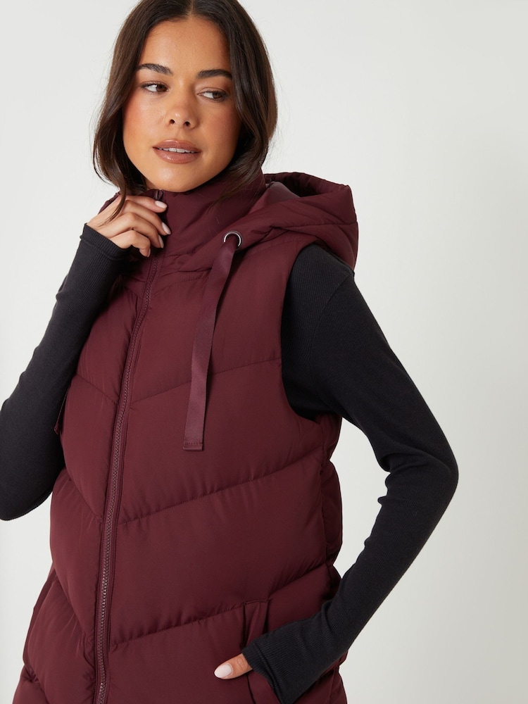Threadbare Red Longline Padded Gilet - Image 5 of 5 Threadbare Red Longline Padded Gilet - Image 5 of 5