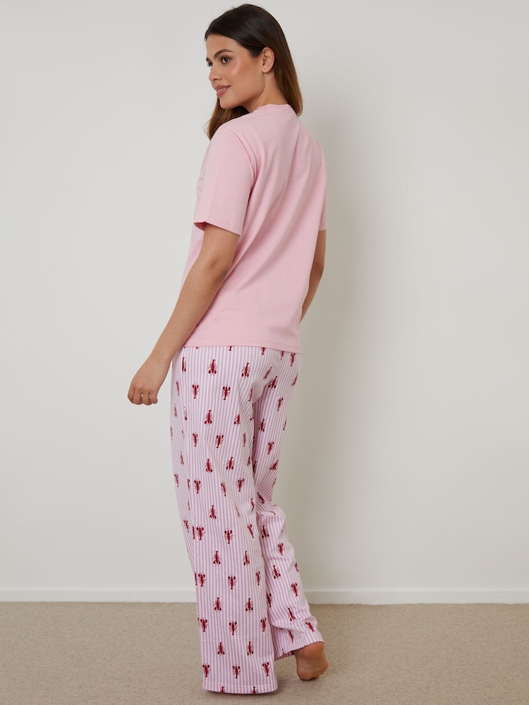 Threadbare Pink Lobster Graphic Print Short Sleeve Pyjamas - Image 1 of 8