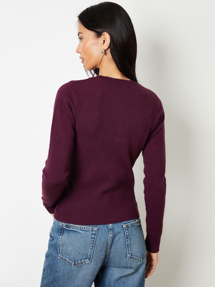 Threadbare Crew Neck Structured Knitted Cardigan - Imagen 4 de 4