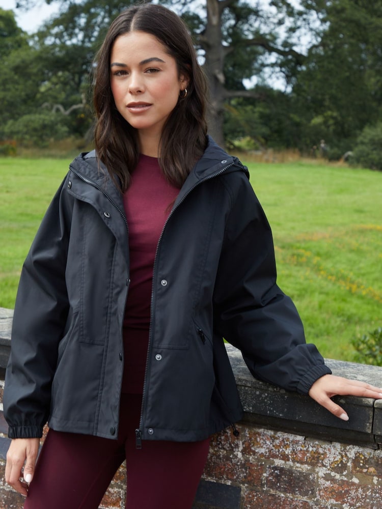 Threadbare Black Showerproof Hooded Jacket - Image 1 of 6 Threadbare Black Showerproof Hooded Jacket - Image 1 of 6