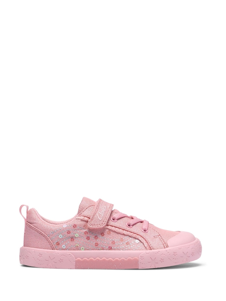 Clarks Foxing Gleam Kids Canvas Shoes - Imaginea 1 din 6