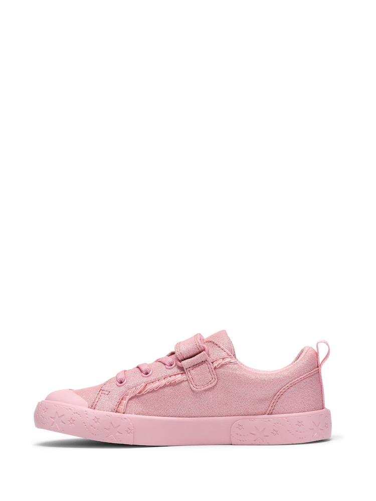 Clarks Foxing Gleam Kids Canvas Shoes - Imaginea 2 din 6