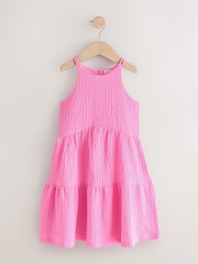 Pink Strappy Crinkle Summer Dress (3-16yrs) - Image 5 of 8