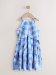 Blue Gingham Strappy Crinkle Summer Dress (3-16yrs) - Image 5 of 8