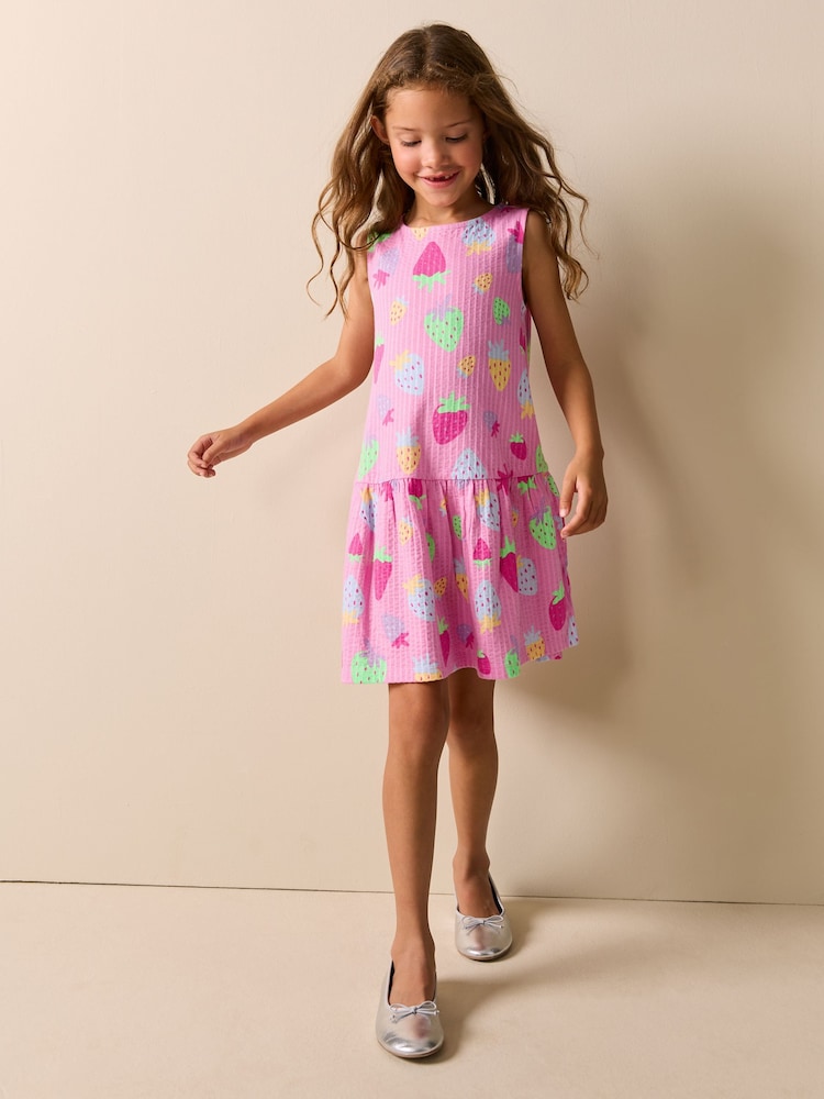 Pink Strawberries Sleeveless Jersey Dress (3-16yrs) - Image 2 of 10 Pink Strawberries Sleeveless Jersey Dress (3-16yrs) - Image 2 of 10