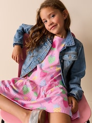 Pink Strawberries Sleeveless Jersey Dress (3-16yrs) - Image 4 of 10